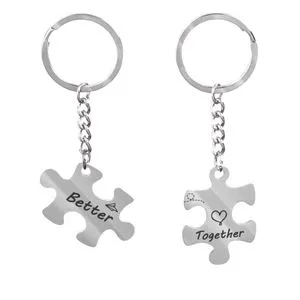 Breloc Puzzle Argintiu Set 2 Piese Cadou Special