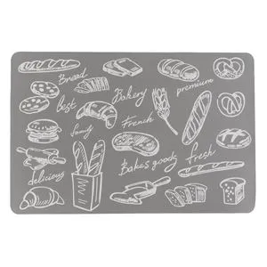 Suport pentru farfurii din PVC Taupe cu design rustic franzele și croissante