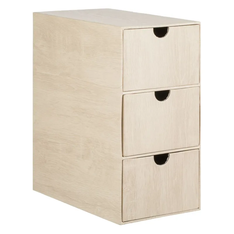 Cutie decorativa cu 3 sertare, efect lemn, 22x13x25.5 cm