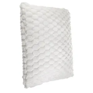 Pernă decorativă din imitație de blană, Ecru, Model Reliefat, 60x60cm