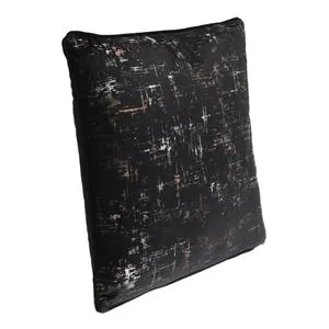 Pernă decorativă neagră din catifea cu model folie aurie, 45x45 cm