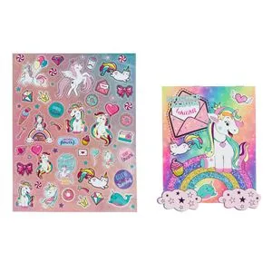 Set Autocolante cu Unicorni și Album, 58 bucăți Multicolor