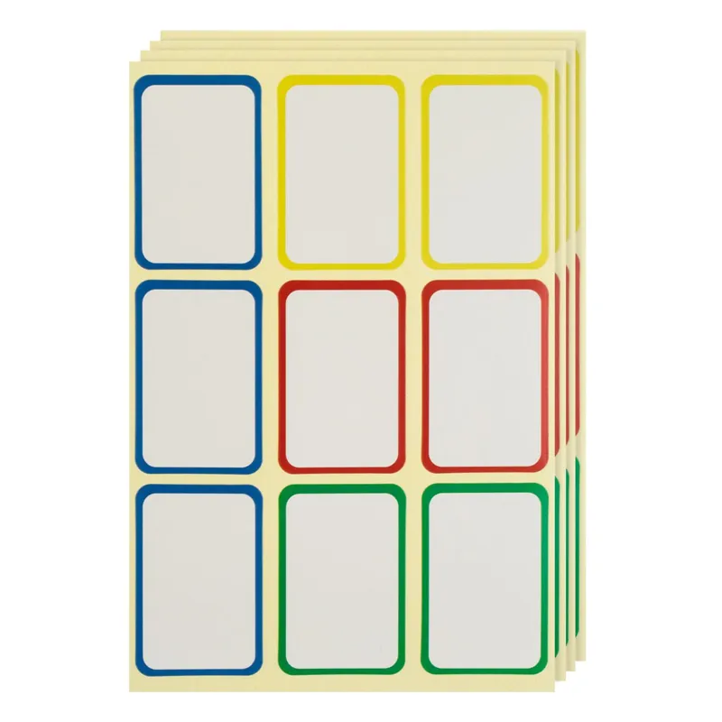 Etichete autocolante albe cu margini colorate, 90 buc, 3.8x2.5 cm