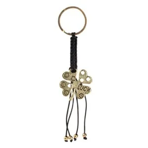 Breloc Cadou Aurie Neagra cu Macrame și Mesajul \"Luck\"