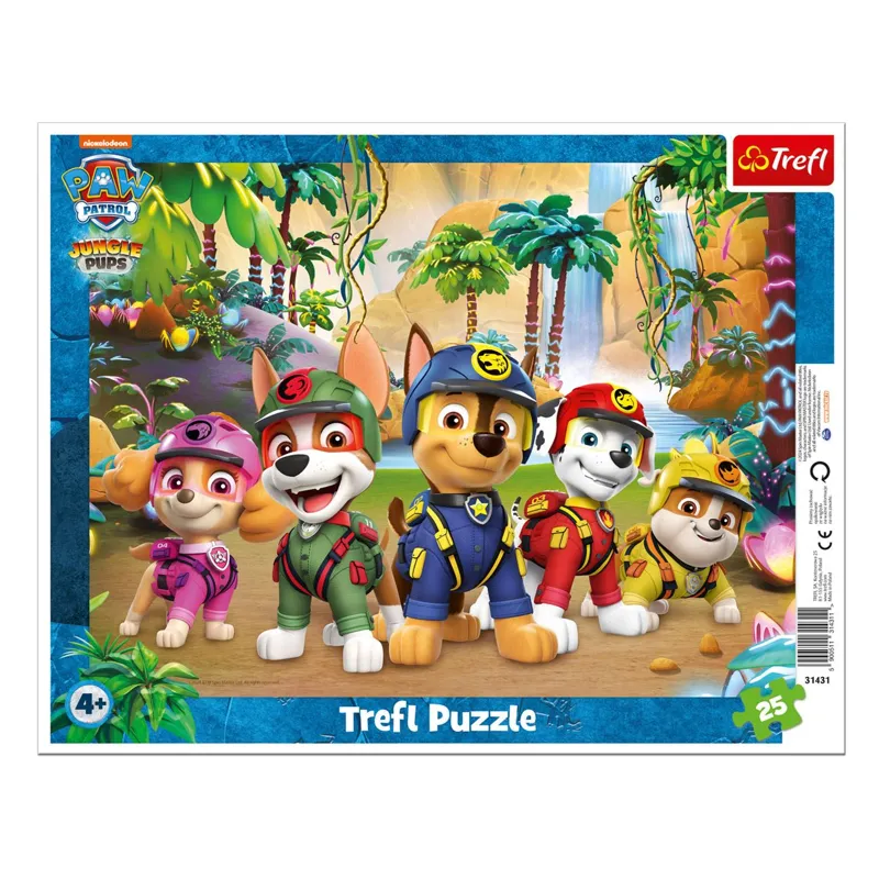 Puzzle cu 25 de piese, Paw Patrol in Jungla, Multicolor, 4+ ani
