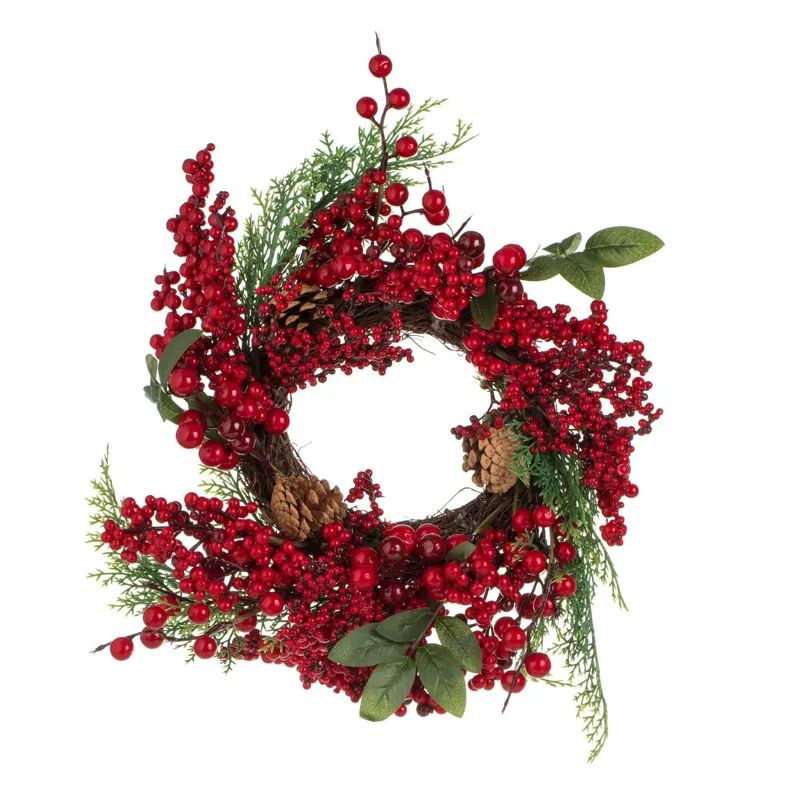 Coroniță Decorativă Crăciun cu Pomușoare și Conuri, 40cm