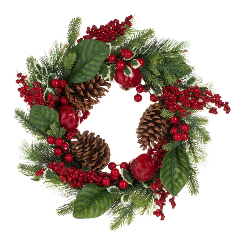 Coroniță Decorativă de Crăciun cu Pănușoare și Conuri, Diametru 55 cm