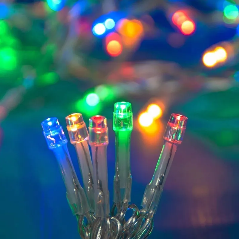 Instalație Lumini LED Multicolor pentru Crăciun, 300 Becuri, Cablu Transparent