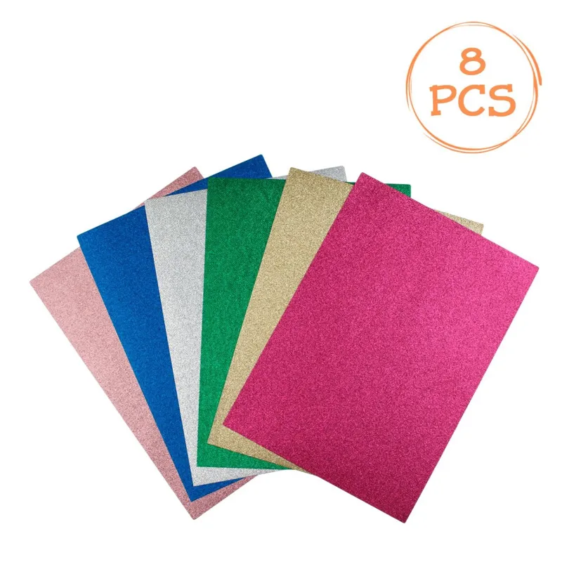 Set Hârtie A4 Non Woven Multicolor cu Glitter 130gsm, 8 File