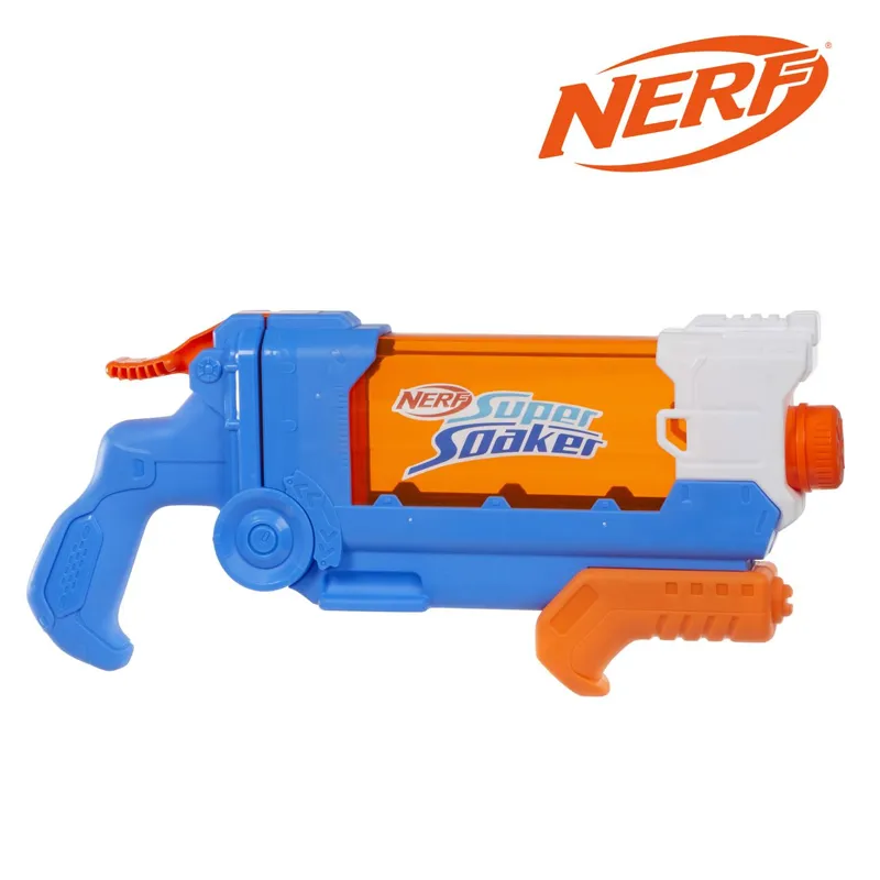Pistol cu apă, Flip Fill, Capacitate 887 ml, 4 moduri de lansare, Albastru/Portocaliu/Albastru