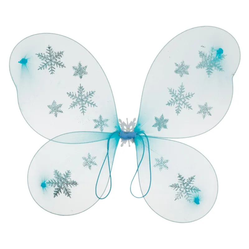 Aripi de deghizare fluture bleu cu glitter argintiu pentru petreceri