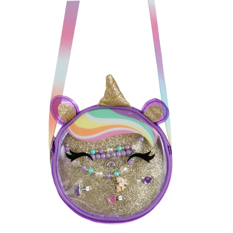 Set Bijuterii Unicorn 3D Lila Glitter Rainbow pentru Copii