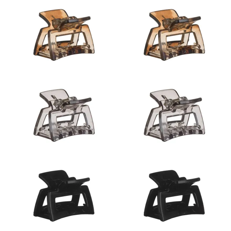 Set 6 clame păr pătrate lucioase, gri, negru și bej pentru femei