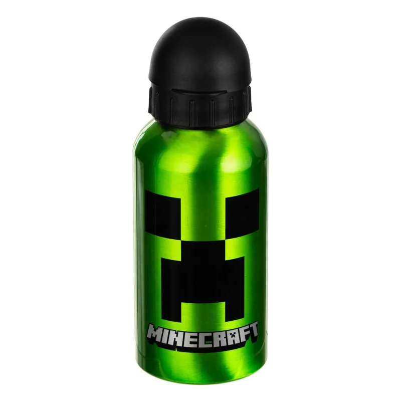 Sticlă de apă din aluminiu verde cu capac flip-top tema Minecraft – poza 2