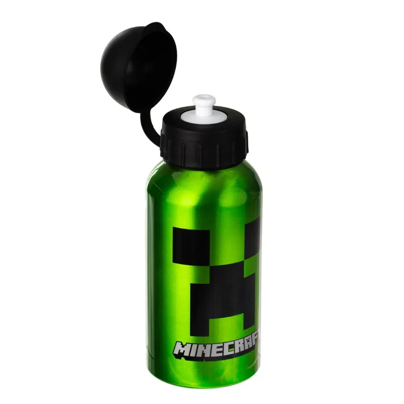 Sticlă de apă din aluminiu verde cu capac flip-top tema Minecraft – poza 4