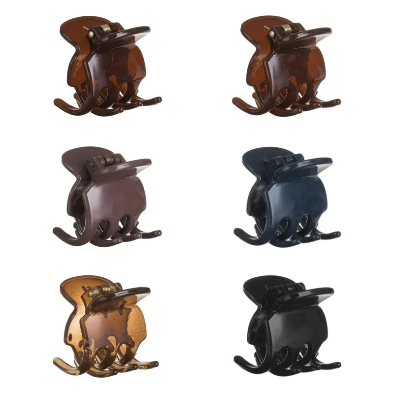 Set de 6 clame de păr lucioase, 3.5 cm, multicolore