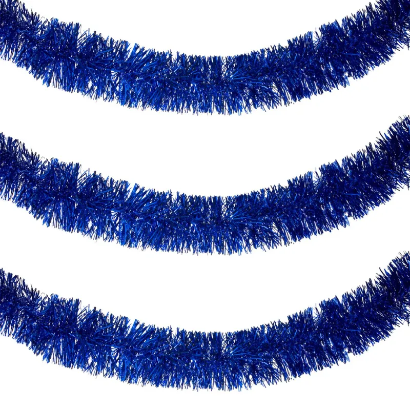 Betea de Craciun cu Tinsel Albastru, 3m x 10cm