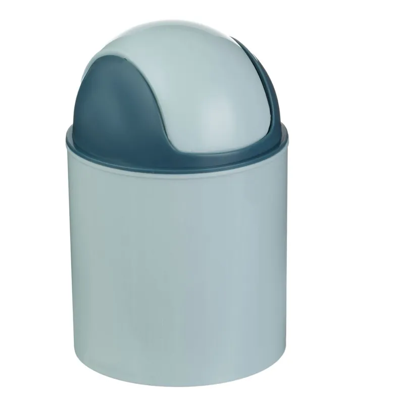 Coș de gunoi cu capac rotativ, Albastru Bleu, Plastic, pentru birou