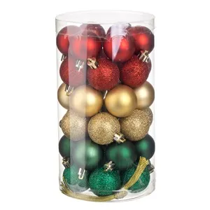 Set Globuri de Crăciun Mate Rosii Verzi Aurii cu Glitter