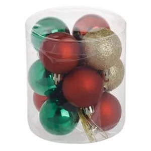 Set Globuri de Crăciun Mate Rosii Verzi Aurii cu Glitter