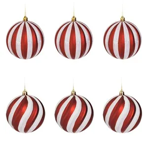 Set Globuri de Crăciun Candy cu Glitter și Dungi Rosii – poza 2