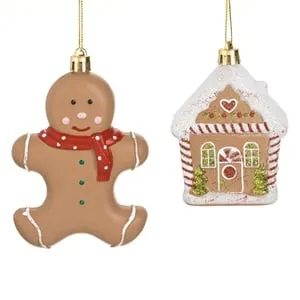 Set Ornamente Brad de Craciun Om de Turta Dulce Casuta
