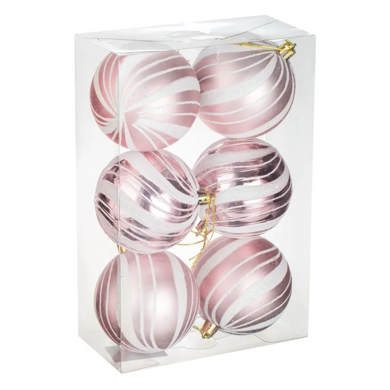 Set Globuri de Crăciun Roz Mat și Lucios cu Glitter 8cm – poza 3