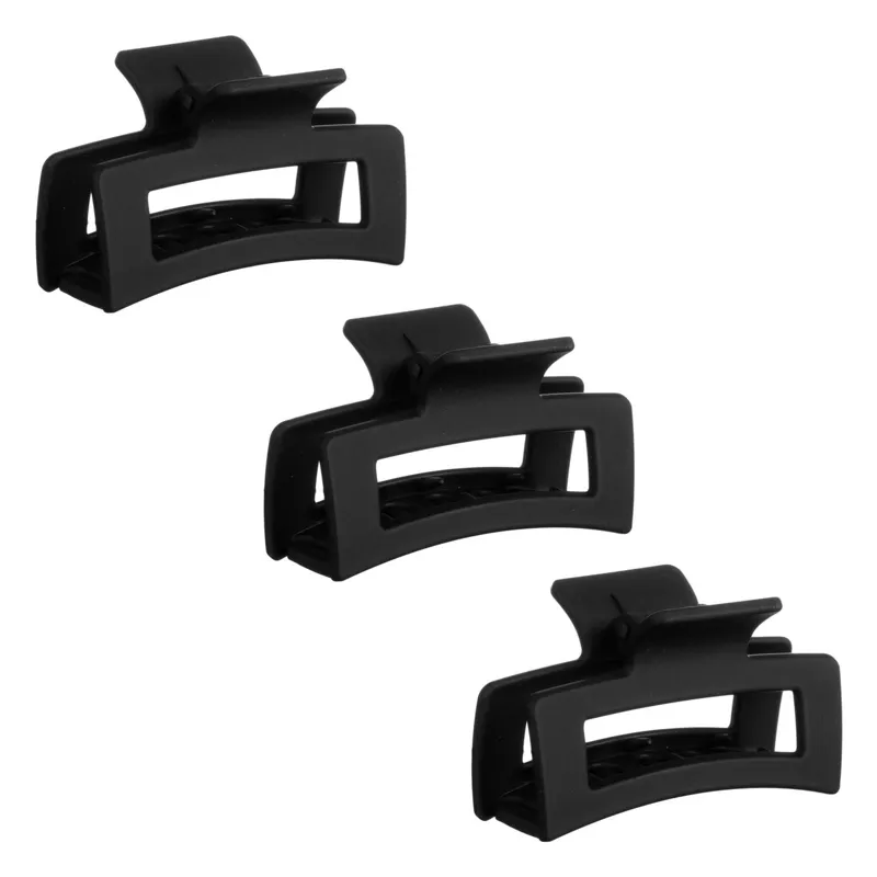 Set 3 Clame de Păr Negre Mate pentru Femei, Design Geometric, 7 cm