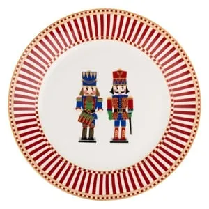 Farfurie de Crăciun Alba din portelan cu figurine