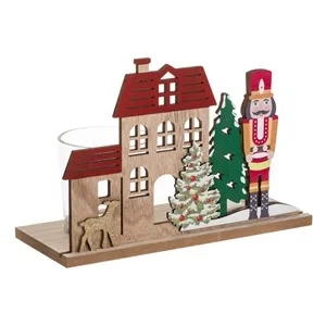Suport decorativ de Craciun cu casă și copac pentru decorațiuni festive