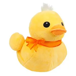 Rățușcă de plus galbenă cu fundiță, 30 cm