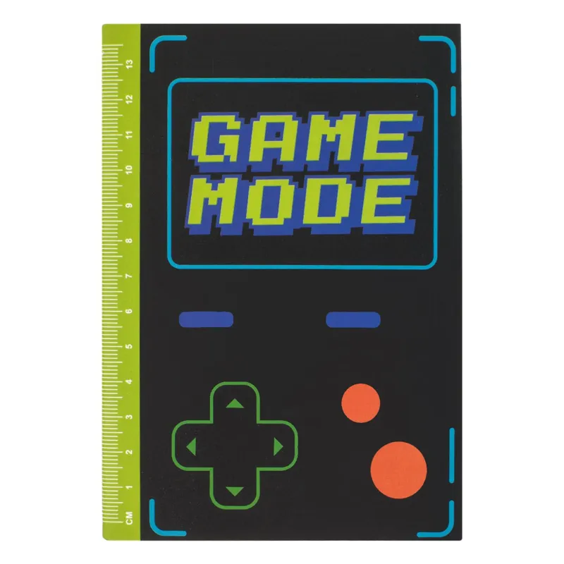 Carnetel notite A6 cu coperta Game Mode si rigla inclusa