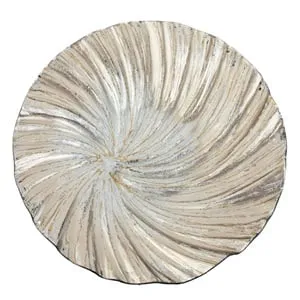 Platou sticlă rotund auriu-argintiu 32,5 cm