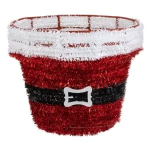 Cos Decorativ de Craciun cu Beteala Rosie 3D pentru Decorațiuni Festive