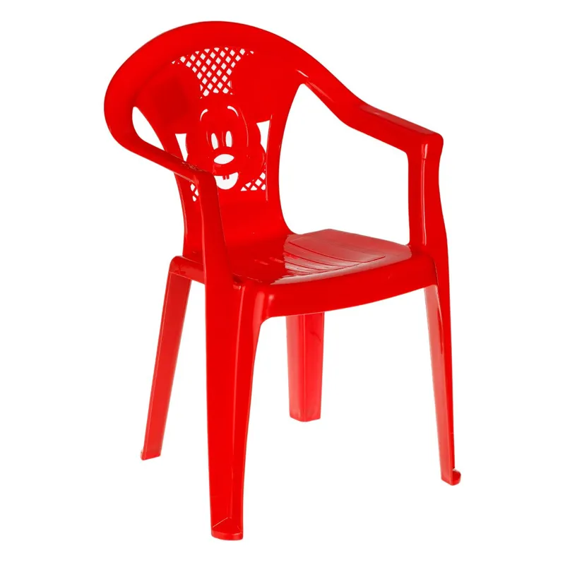 Scaun pentru copii din plastic roșu cu model Minnie Mouse, 37x34x54 cm