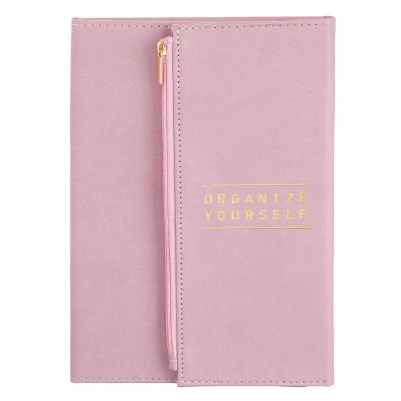 Agenda A5 cu Husa cu Fermoar, 96 File, Roz