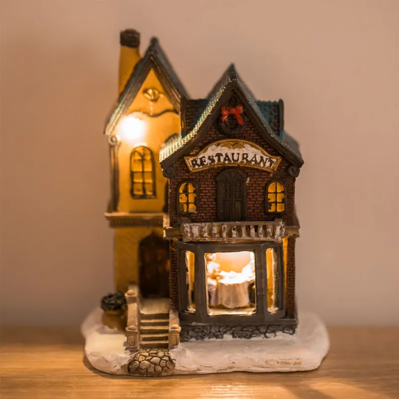Scena Restaurant de Crăciun cu Lumini LED Decorativ