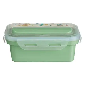 Caserolă plastic verde menta cu 2 compartimente și tacamuri pentru copii 650ml – poza 5