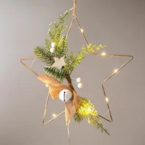 Stea Decorativă de Crăciun Metalică cu Lumini și Ramuri