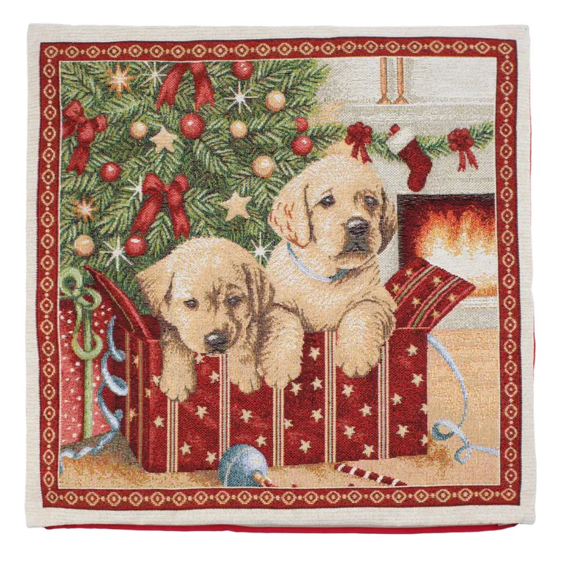 Fata de Perna Decorativă de Crăciun Brodat Catei 40x40cm