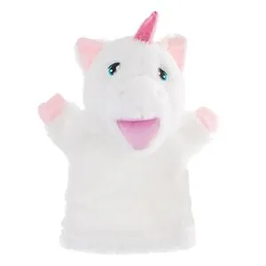 Figurină Plus Unicorn Alb Roz pentru Teatru de Păpuși 30cm