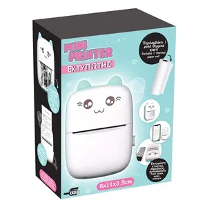 Imprimanta termica portabila cu design pisica, Alba, 8x3.5x11cm, Cablu USB & Hartie termica – poza 7