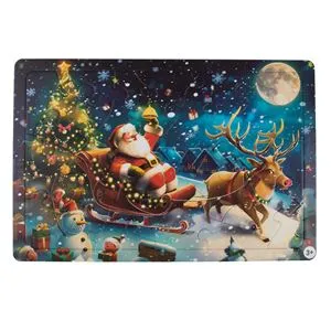 Puzzle pentru copii, Mos Craciun cu sanie, 24 piese, carton, multicolor