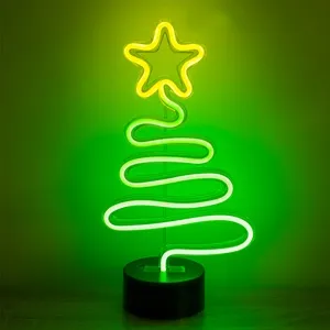 Brad de Craciun cu LED Neon verde decorativ pentru sărbători