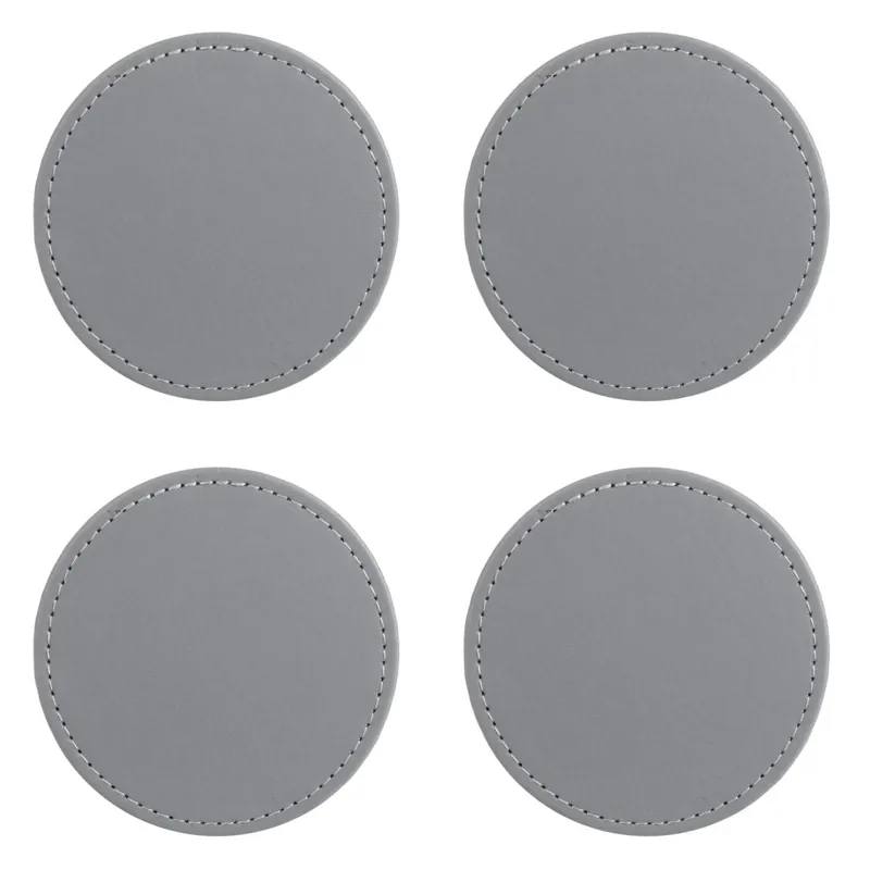Set Suporturi pentru Pahare, 4 buc, Gri, PVC, Ø10 cm, Rotunde