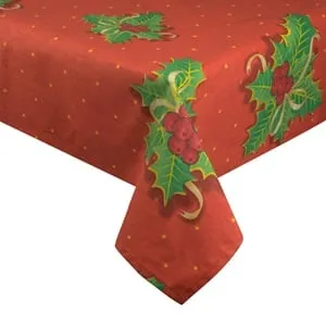 Fata de Masă Decorativă Crăciun Roșie cu Vas și Stele