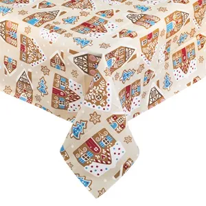 Față de masă Crăciun Case Gingerbread PEVA Ecru 180x140cm
