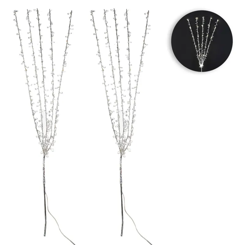 Ramuri Decorative Argintii cu Cristale și Becuri LED pentru Decorațiuni Interioa