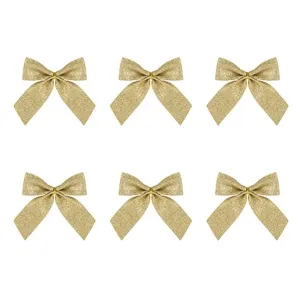 Set de 6 Fundite Decorative Auriu Glitter pentru Decorațiuni de Crăciun