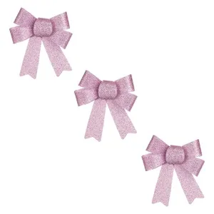 Fundite decorative de Craciun roz cu glitter argintiu